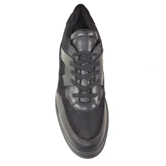 PRINCIPE DI BOLOGNA 🇮🇹 MEN'S BLACK LEATHER & SUEDE COMFORT WINTER SNEAKERS Sneakers